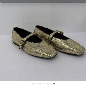 Katy Perry Collections Metallic Evie Gold Mary Jane Shoes 9.5
